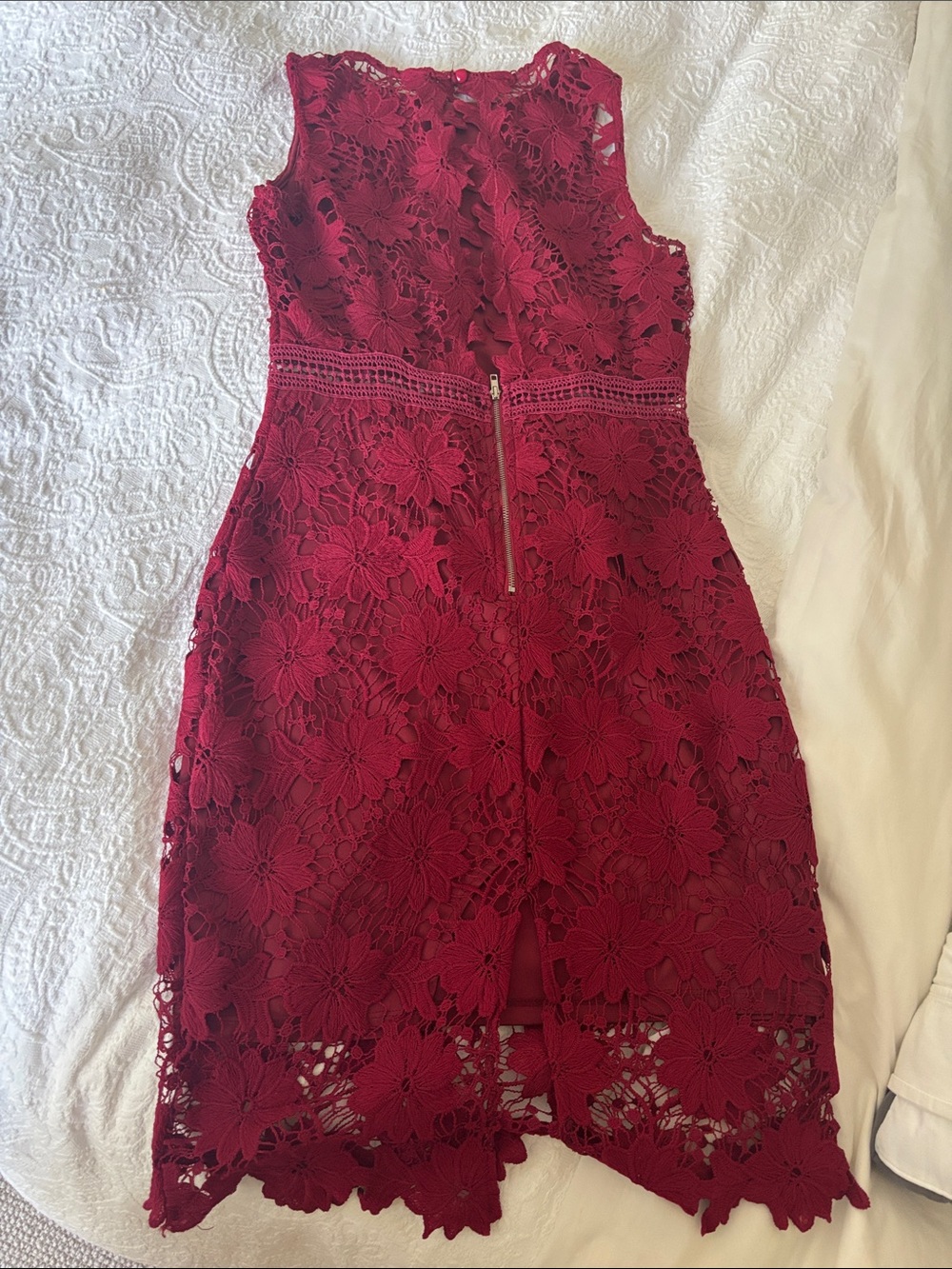 Just Me Red Floral Lace Dress Top